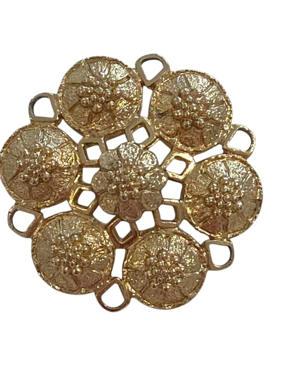 Vintage 1960s Sarah Coventry Gold Tone Floral Brooch Textured Flower Design Retr